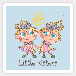 Two Little Sisters Hand Drawn Sticker